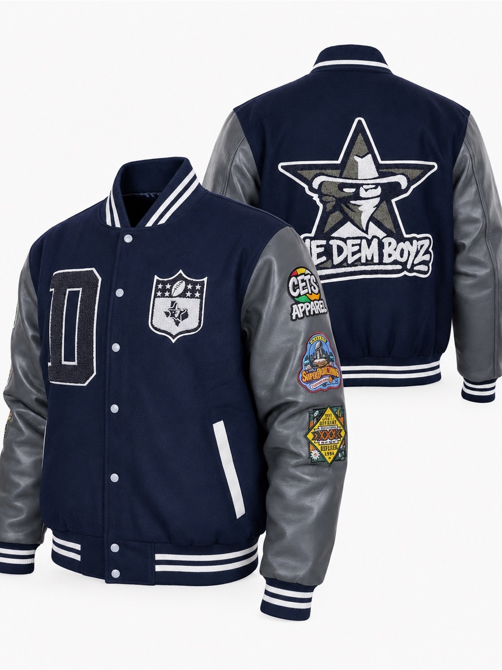 Dallas Cowboy Themed Custom Varsity Jacket Sizes M-3XL